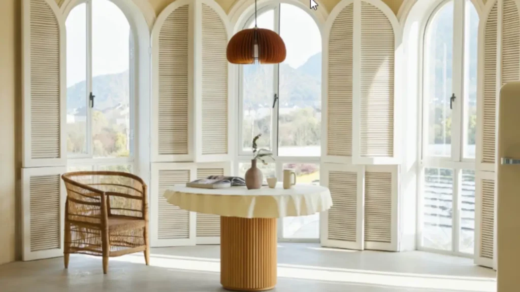 Salón con muebles reciclados y plantas