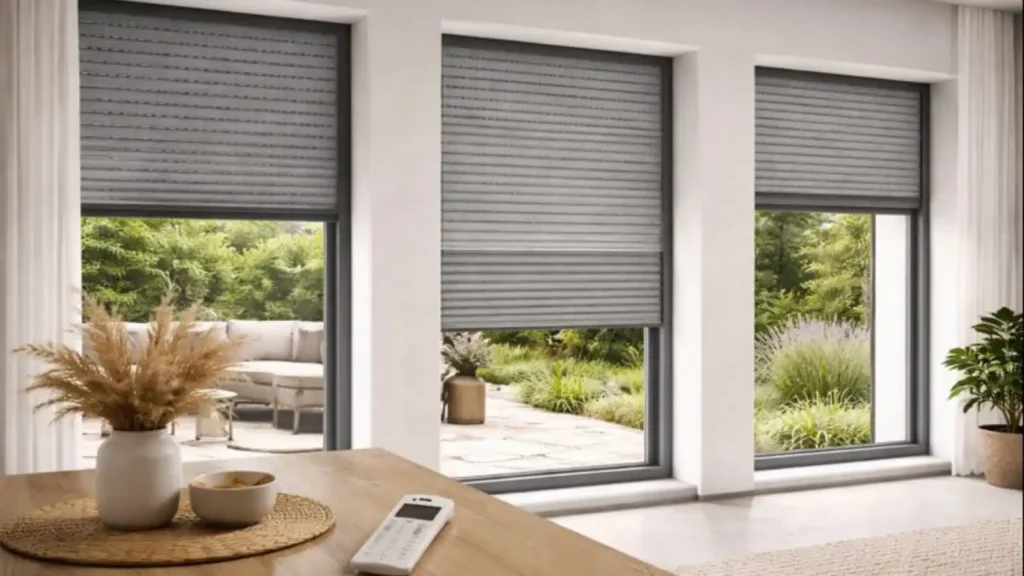 Fachada con persianas motorizadas controladas a distancia