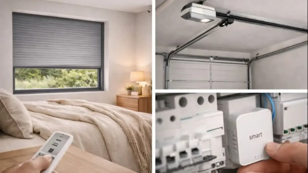 Persiana motorizada, puerta seccional y módulo smart integrados