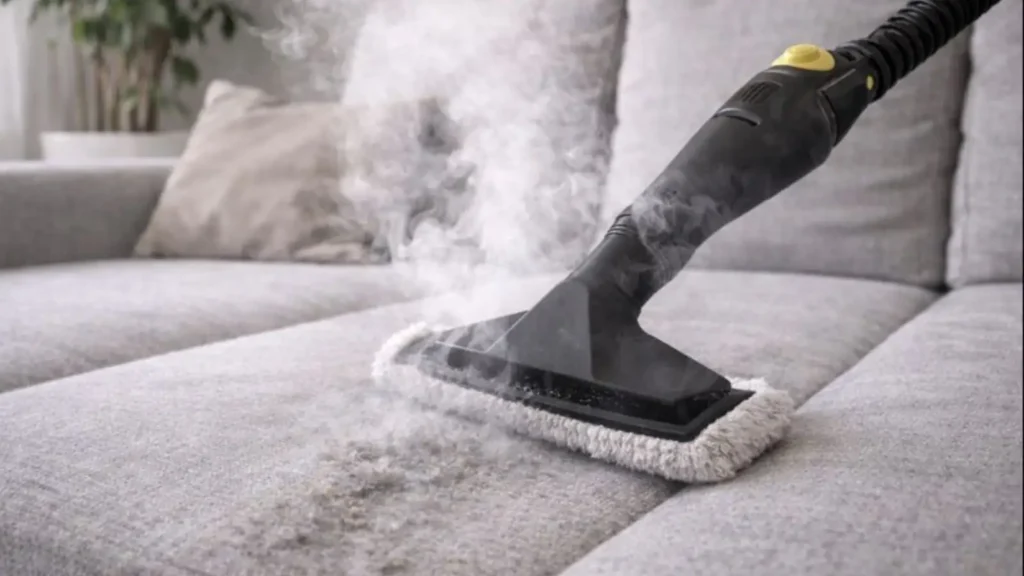 Dispositivo de vapor limpiando tapicería para como eliminar ácaros del sofá