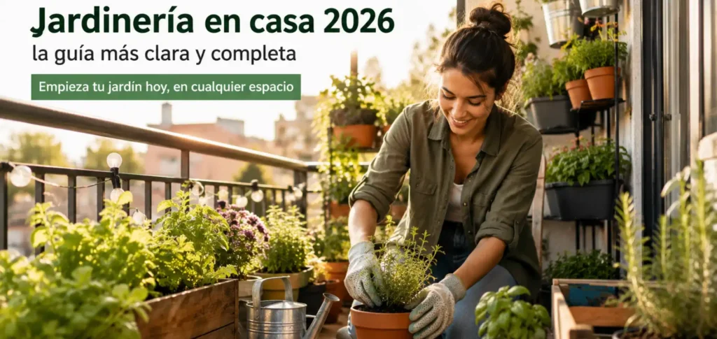 Jardinería en casa con plantas y macetas en un balcón